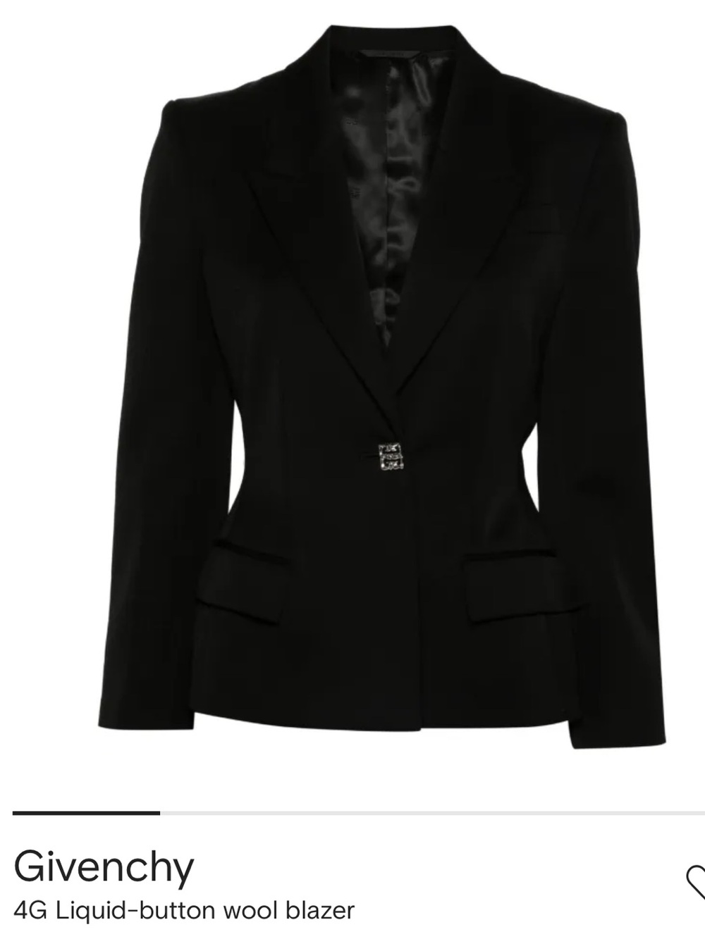 Givenchy Black Sculpted Wool Blazer with Liquid Button